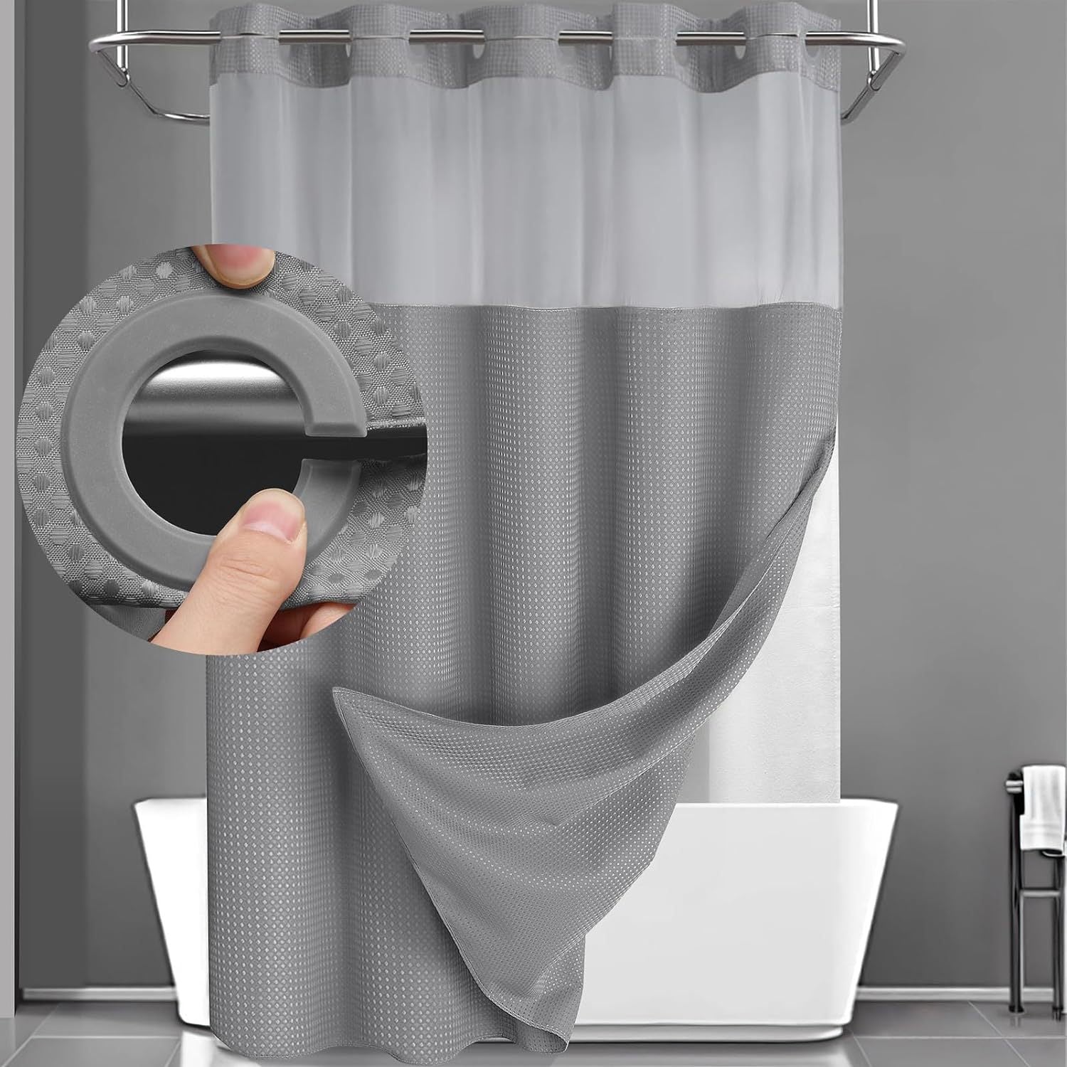 SnapSpa™ No Hook Shower Curtain - Mag & Doudy