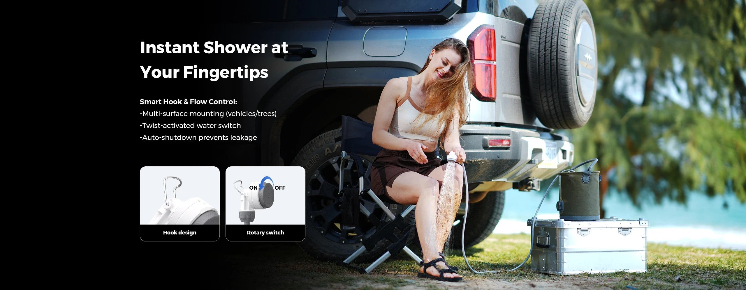 Compact shower pump for camping