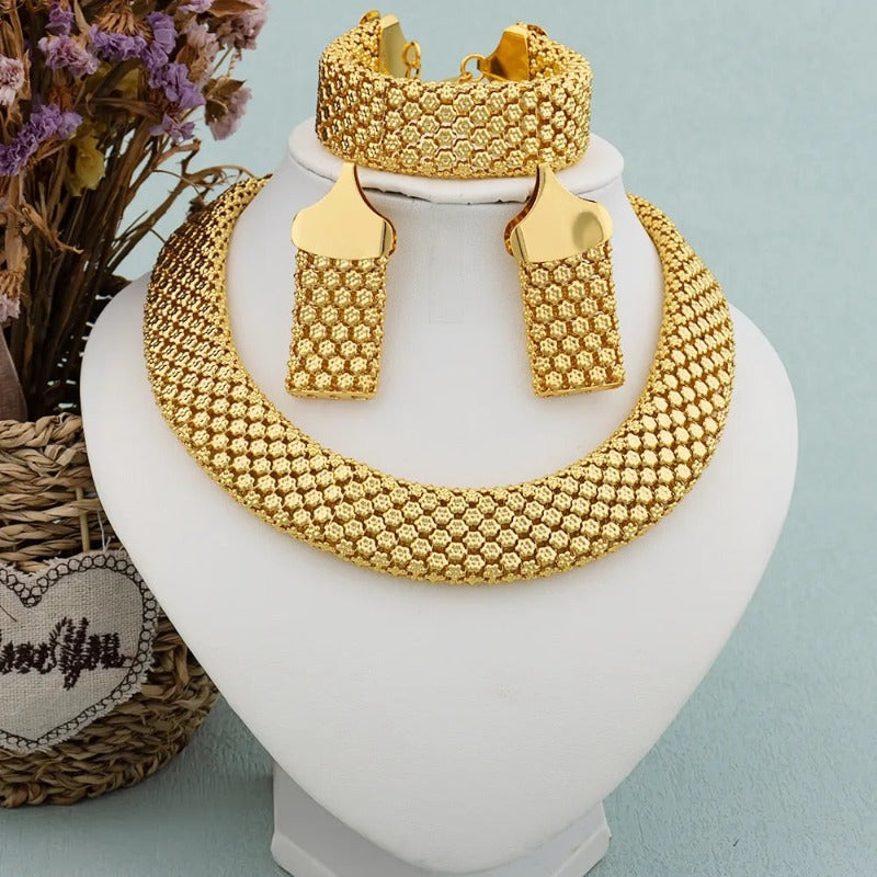 Chunky necklace earrings set