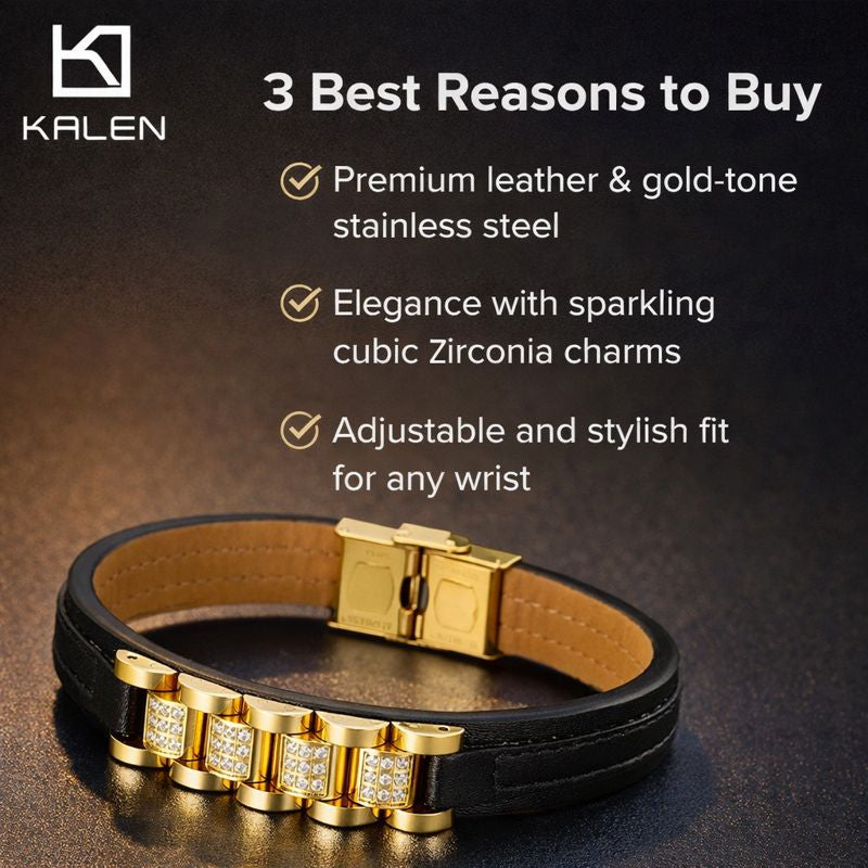 brown leather charm bracelet