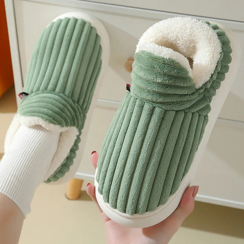 Warm plush slippers women