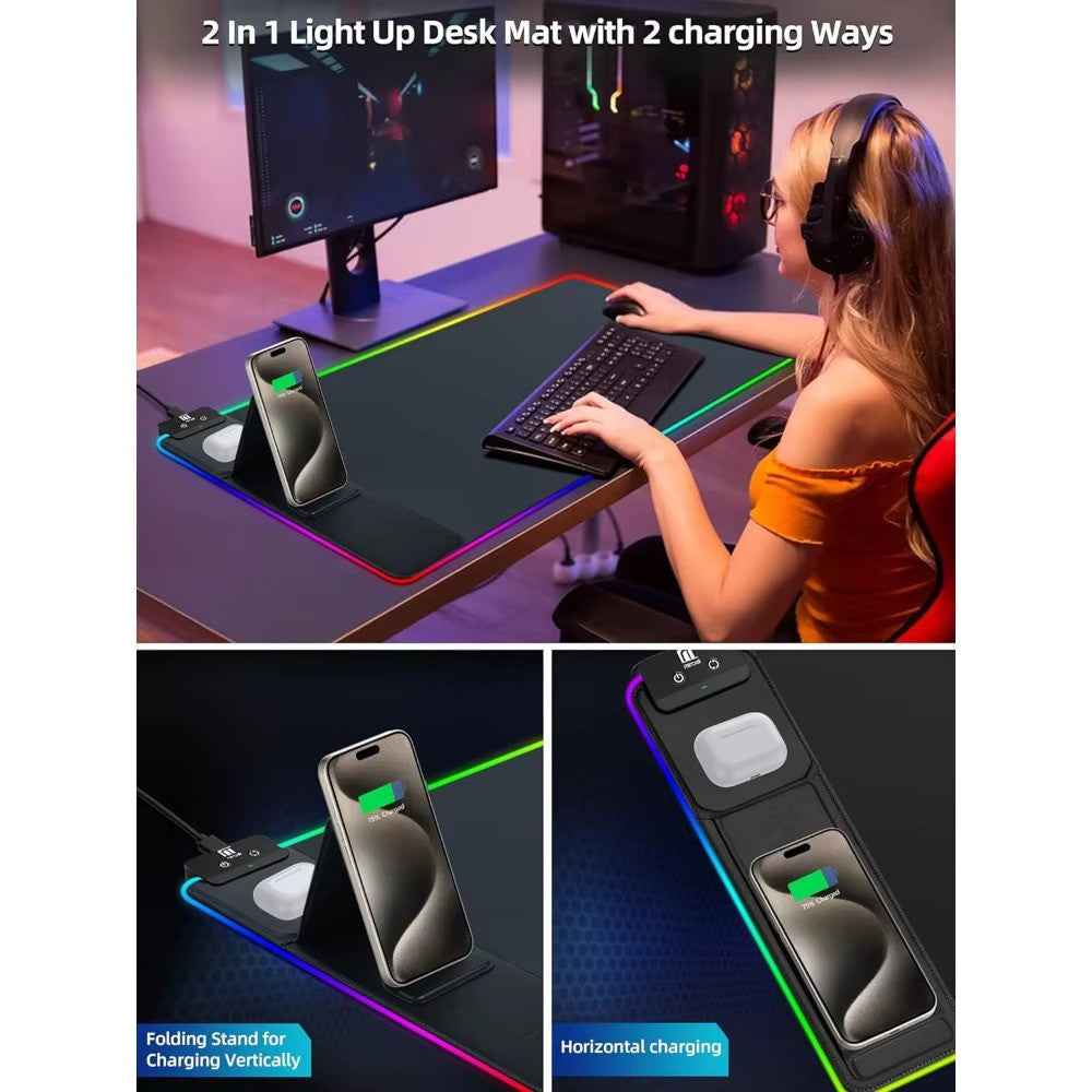 PowerDesk™ Wireless Charging RGB Desk Mat