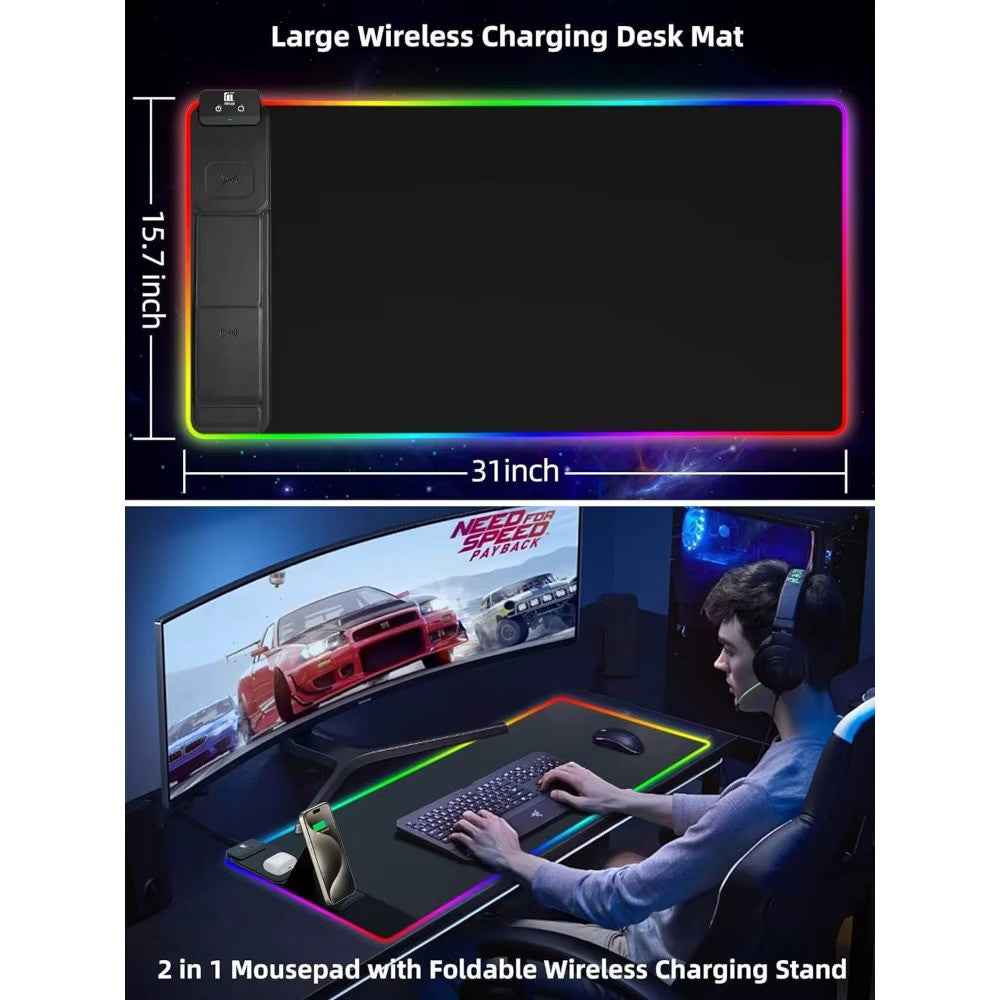 PowerDesk™ Wireless Charging RGB Desk Mat