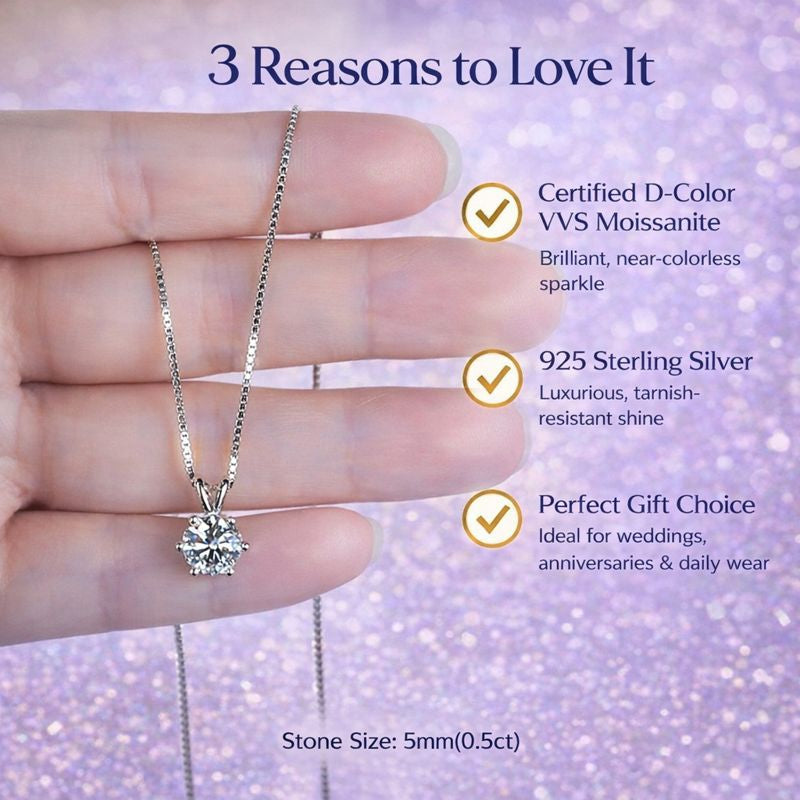 Certified Moissanite Necklace 0.5–5ct