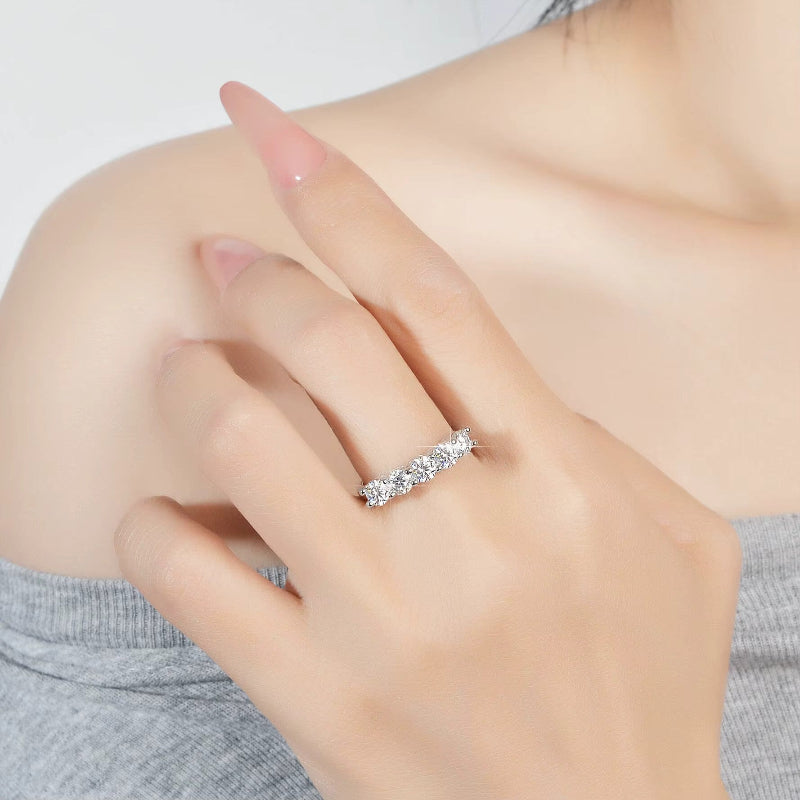 Sparkling moissanite anniversary ring