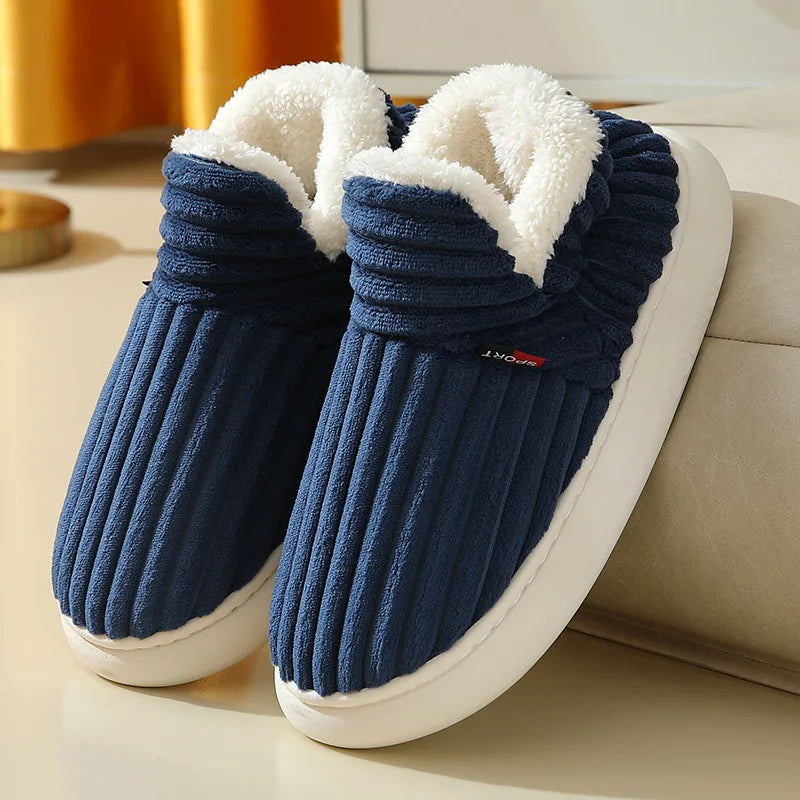 Unisex plush cotton slippers