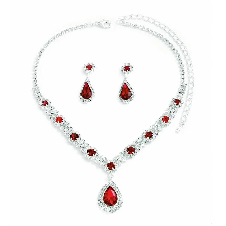 Women’s crystal necklace and earrings
