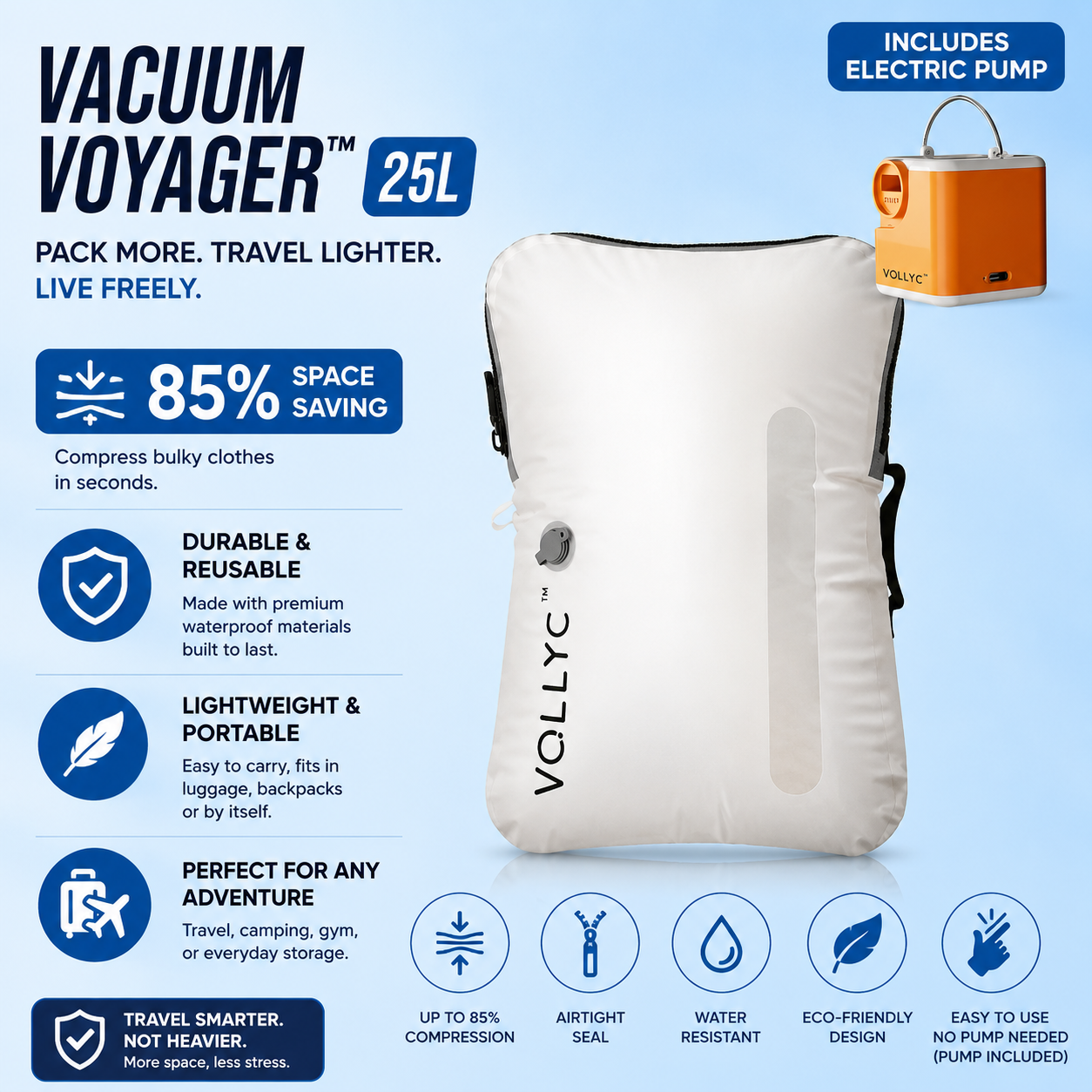 portable vacuum storage backpack