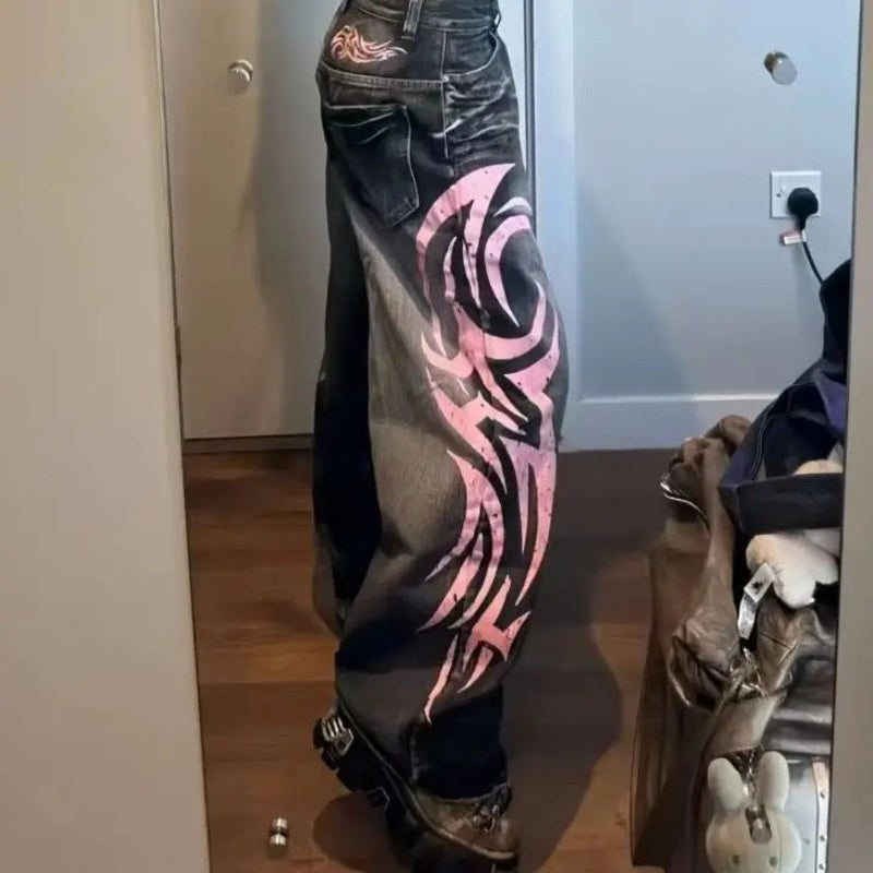 Aesthetic vintage print jeans