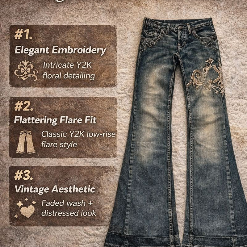 Retro hip-hop wide-leg jeans