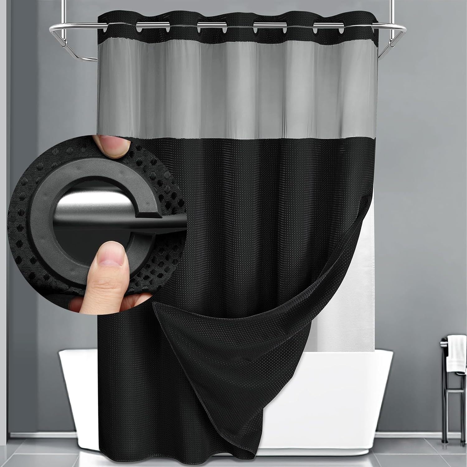 SnapSpa™ No Hook Shower Curtain - Mag & Doudy