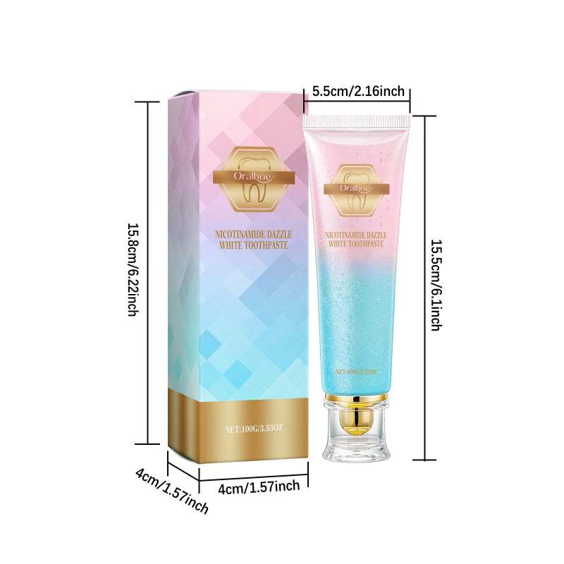 Toothpaste tube and packaging with dimensions