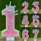 Pink crown number candle