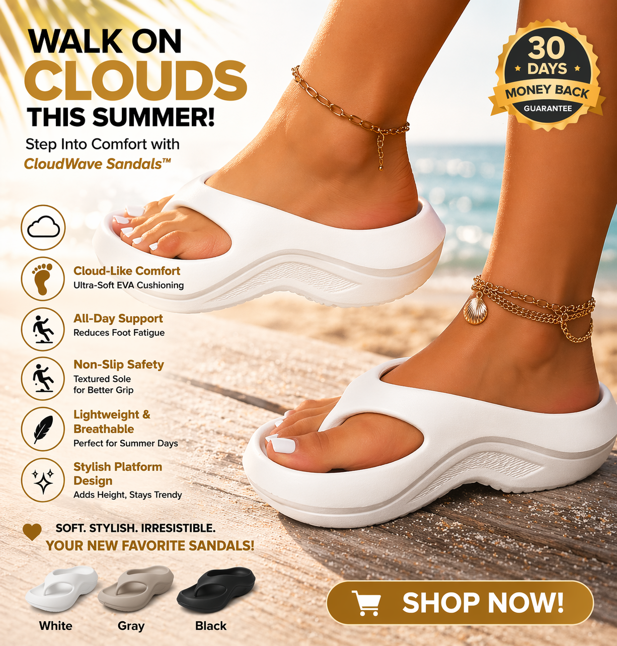 women’s ergonomic cloud foam sandals