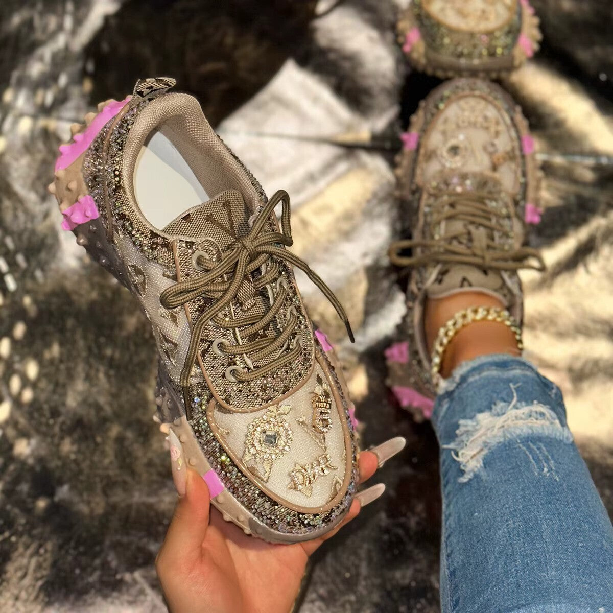 Stylish platform fashion sneakers