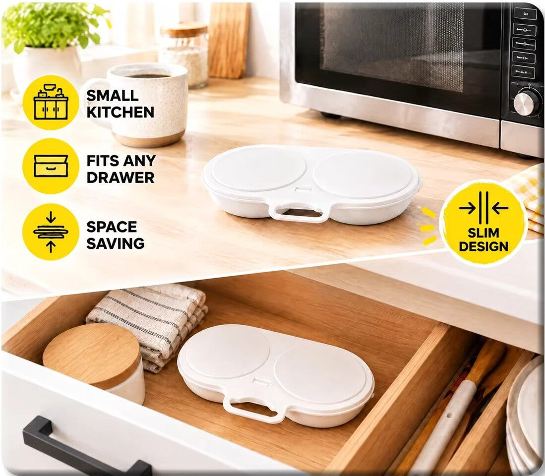 Microwave egg poacher for two eggs