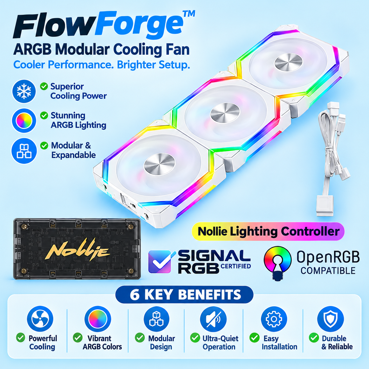 FlowForge™ ARGB Modular Cooling Fan