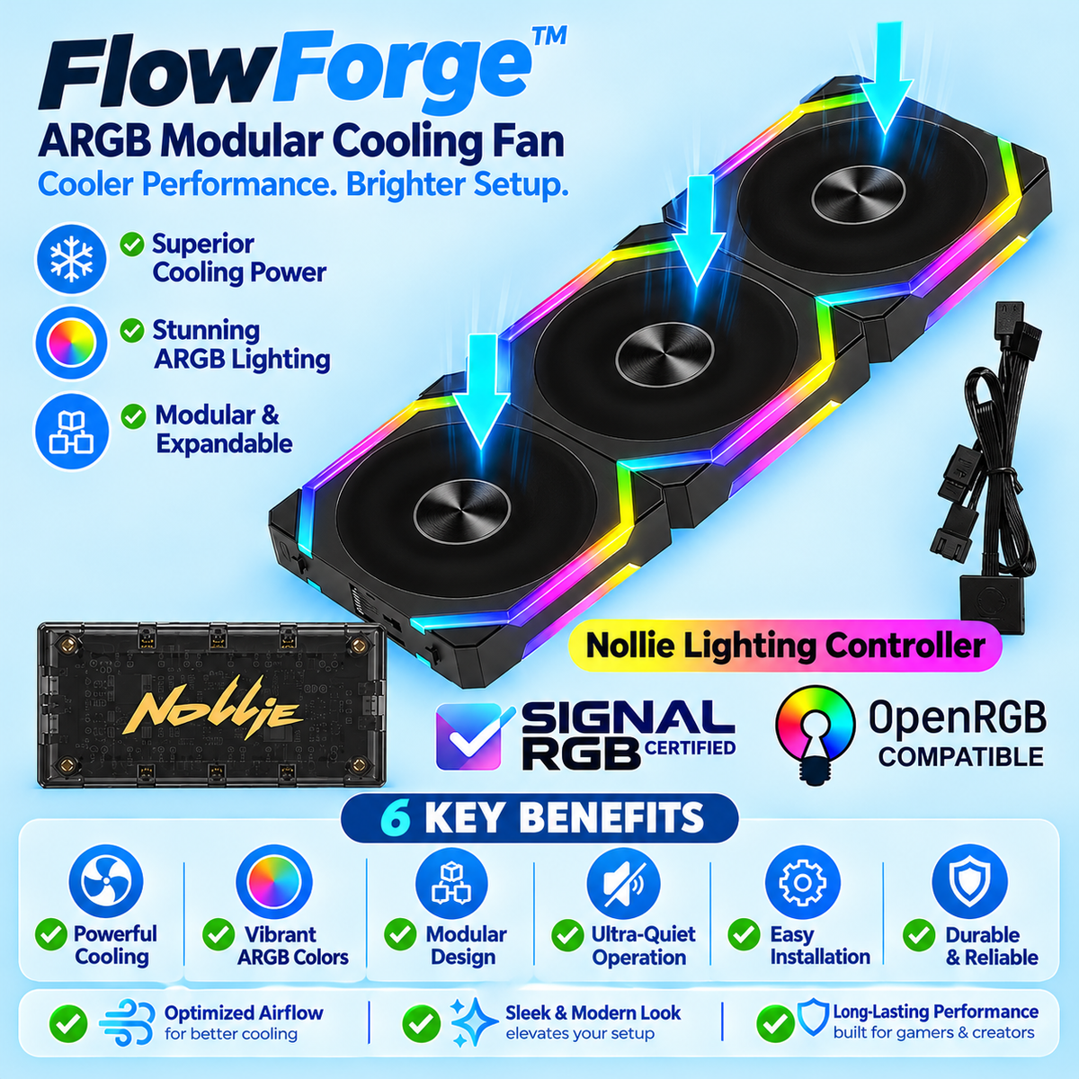 FlowForge™ ARGB Modular Cooling Fan