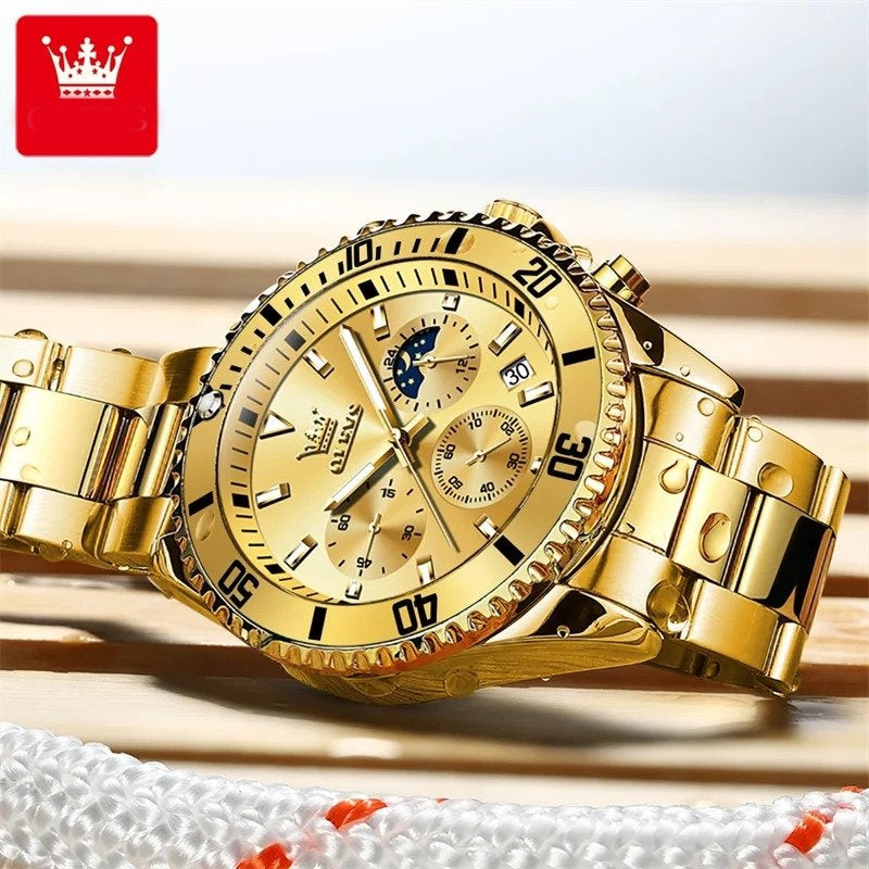 Gold chronograph watch