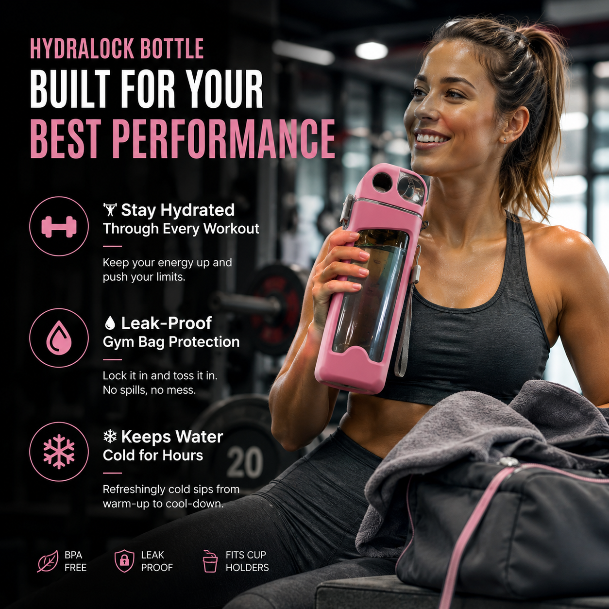 sports water bottle with locking lid