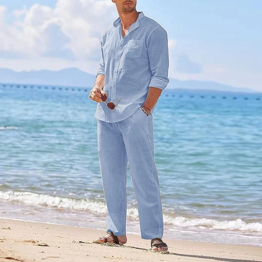 Men's Casual Linen Set : Relaxed Elegance - Mag & Doudy