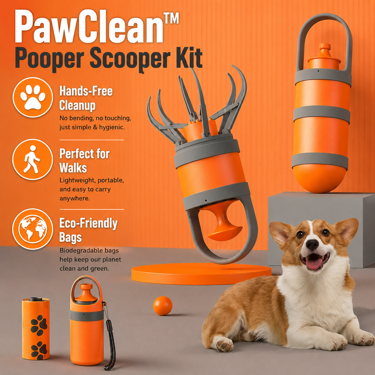 PawClean™ Pooper Scooper Kit portable dog poop scooper