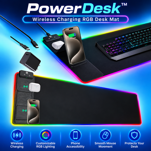 PowerDesk™ Wireless Charging RGB Desk Mat