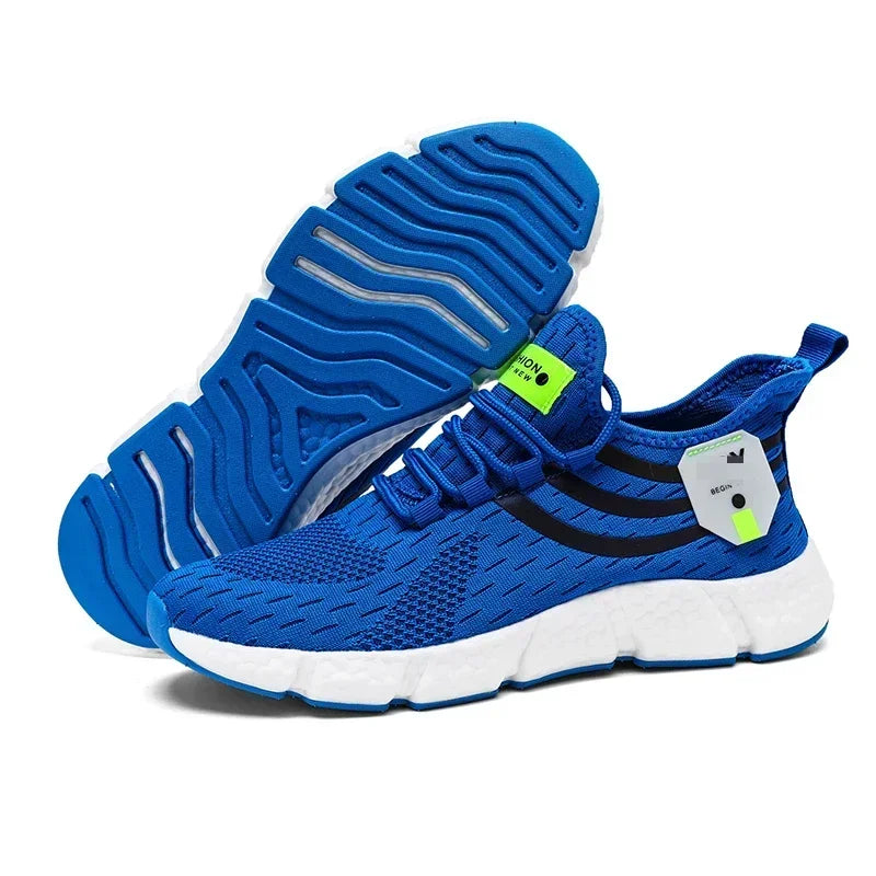 Blue athletic shoes