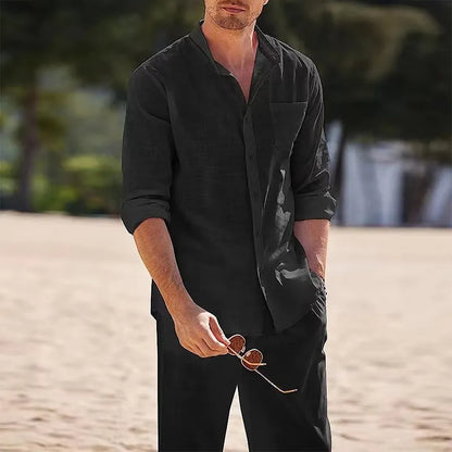Men's Casual Linen Set : Relaxed Elegance - Mag & Doudy