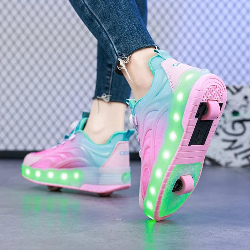 Rechargeable LED roller shoes