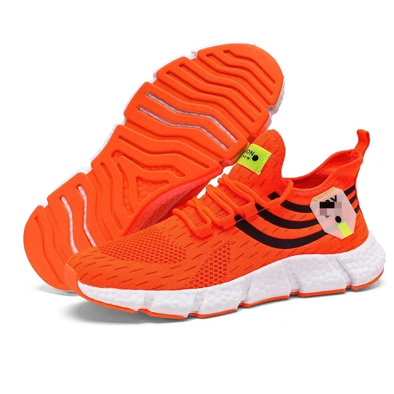Orange running shoes