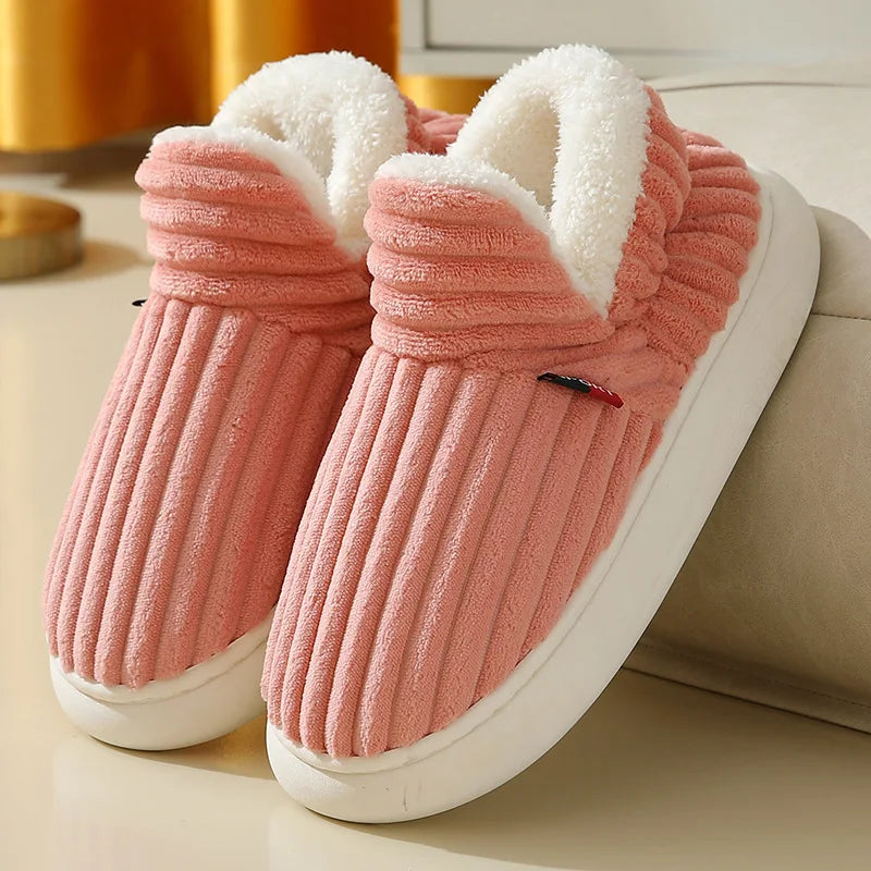 Unisex plush cotton slippers
