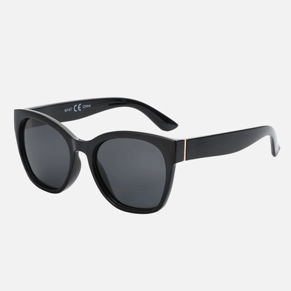 Black sunglasses with a white background