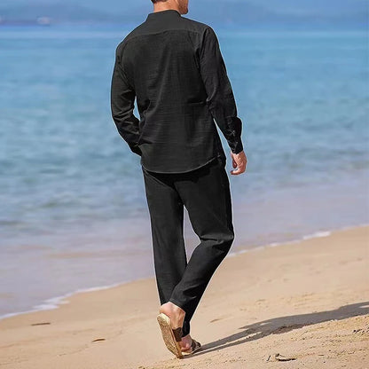 Men's Casual Linen Set : Relaxed Elegance - Mag & Doudy
