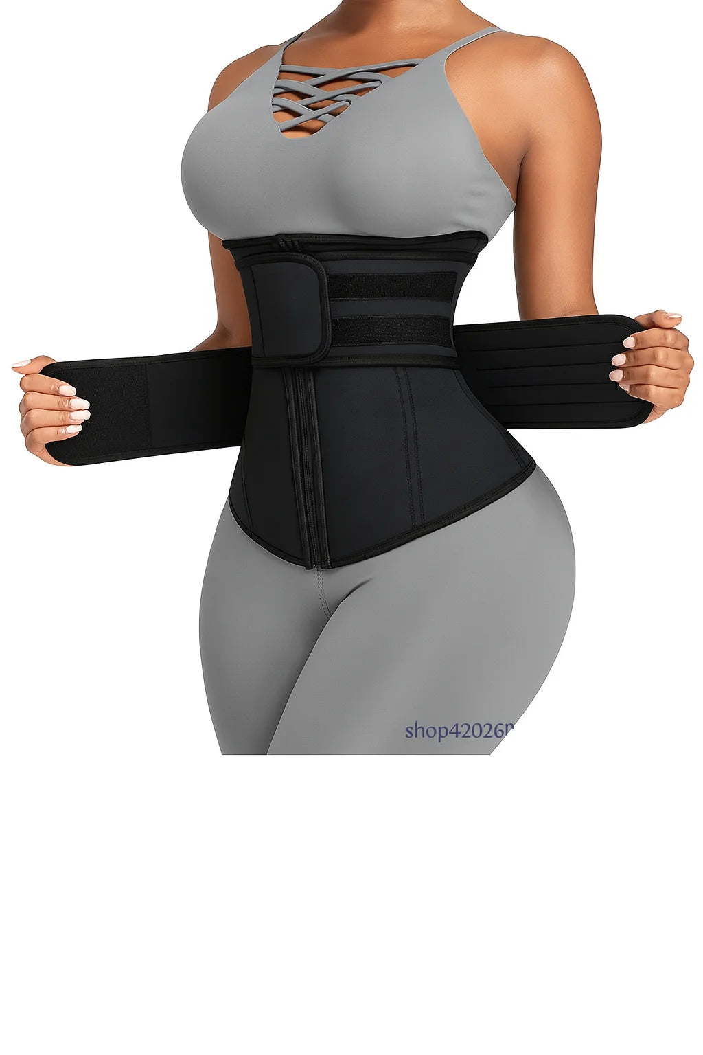 Athlete wearing CoreControl Sweat Belt during workout for waist shaping and core support