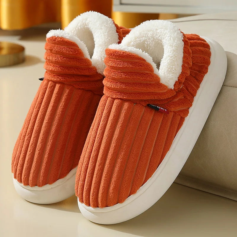 Unisex plush cotton slippers