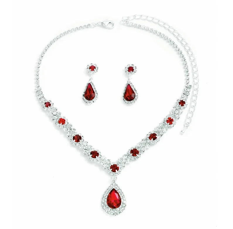 Women’s crystal necklace and earrings