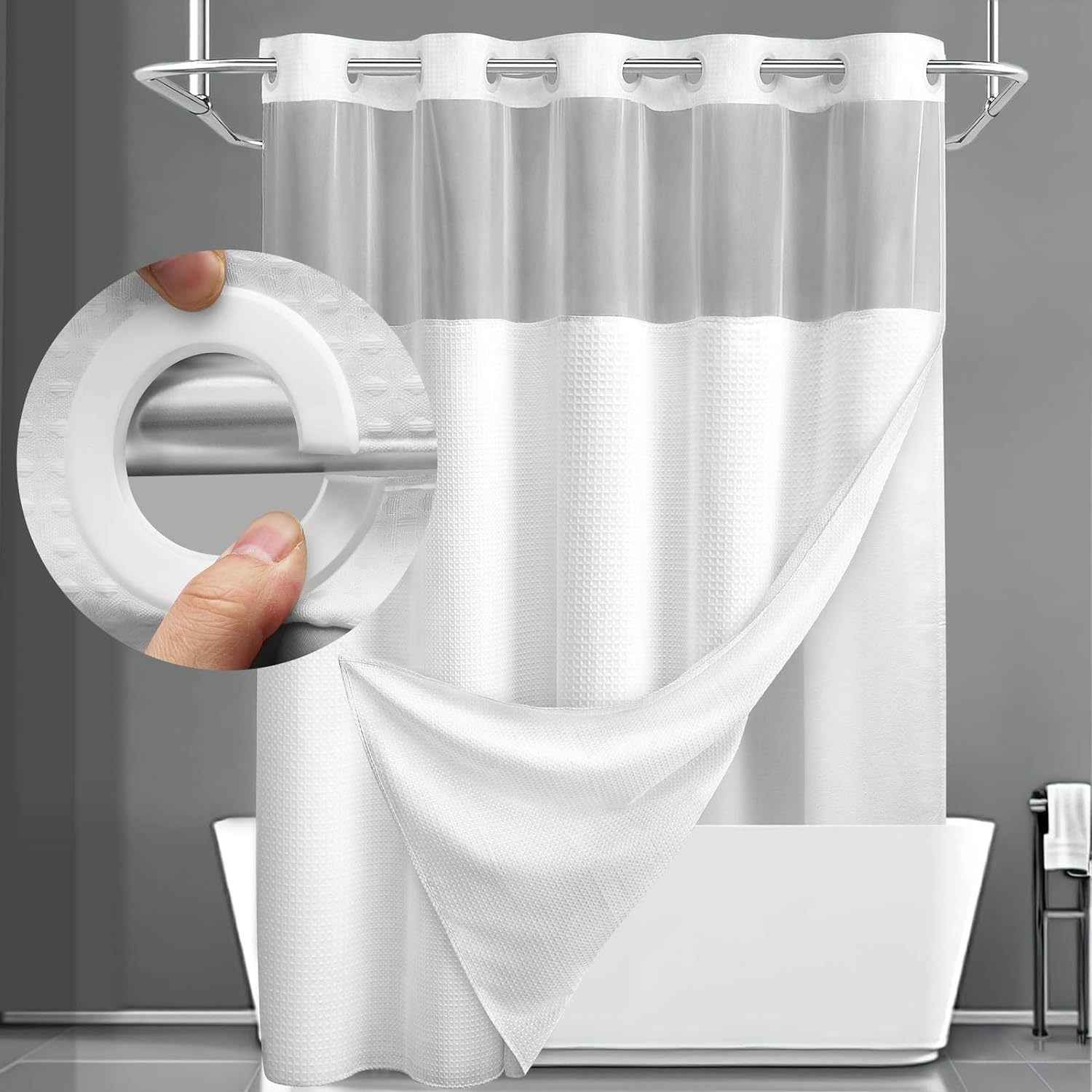 SnapSpa™ No Hook Shower Curtain