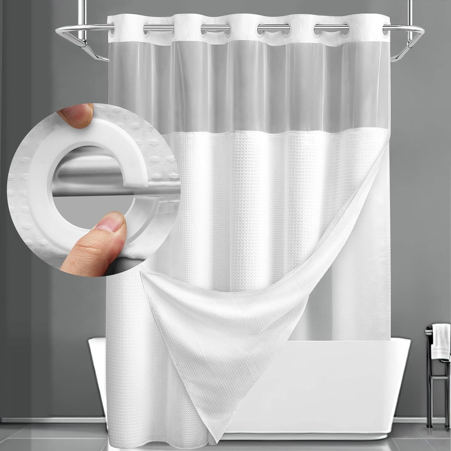 SnapSpa™ No Hook Shower Curtain - Mag & Doudy
