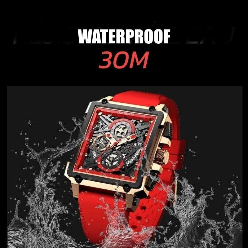 Stylish red accent wristwatch